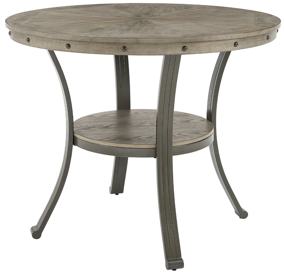 Powell Pewter and Rustic Wood Counter Height 42" Pub Table