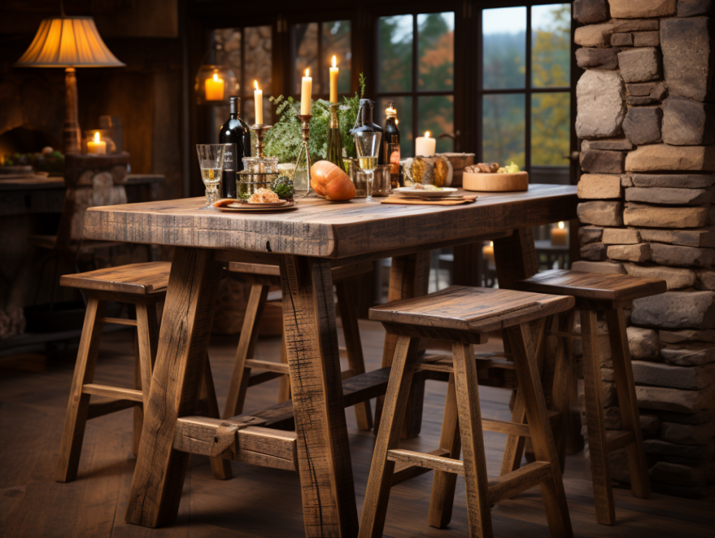 Rustic Bar Table and Barstools