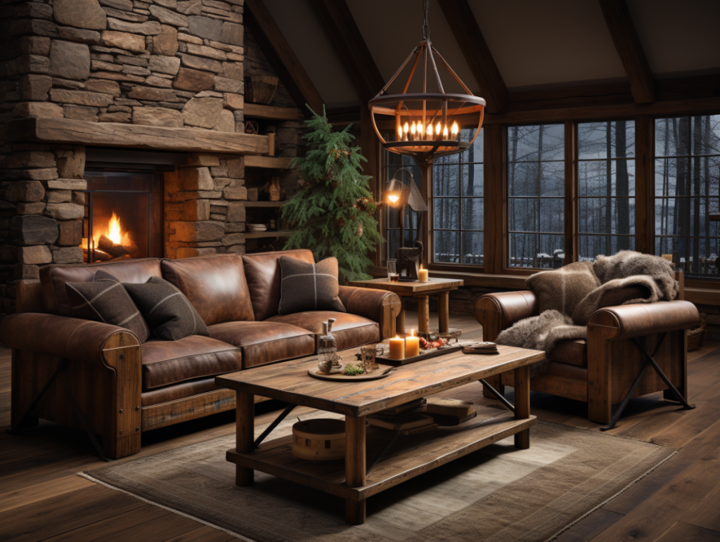 Rustic Leather Living Room Set